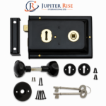 Traditional Rim Lock with Oval Round Octagonal Black Cast Iron Door Kn...