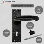 Black Antique Classic Isabella Lever Lock / Latch Door Handle Set with Fixings - Image 2