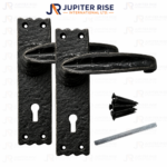 Black Antique Classic Isabella Lever Lock / Latch Door Handle Set with Fixings