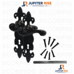 Black Antique Fleur De Lys Ornate Cast Iron Lever Lock or Latch Door...