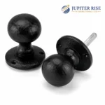 Cast Iron Door Knobs Black Antique Round Mortice Sprung Heavy Duty Pair