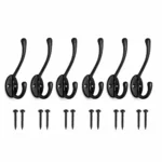 Hat and Coat Hooks Wall Mounted Cast Iron Hooks Vintage Hook Hanger 6 in Pack