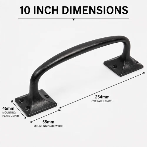 0 Cast Iron Pull Handle Black Antique 10" 12" Pub Style Door Gate Shed - Image 1
