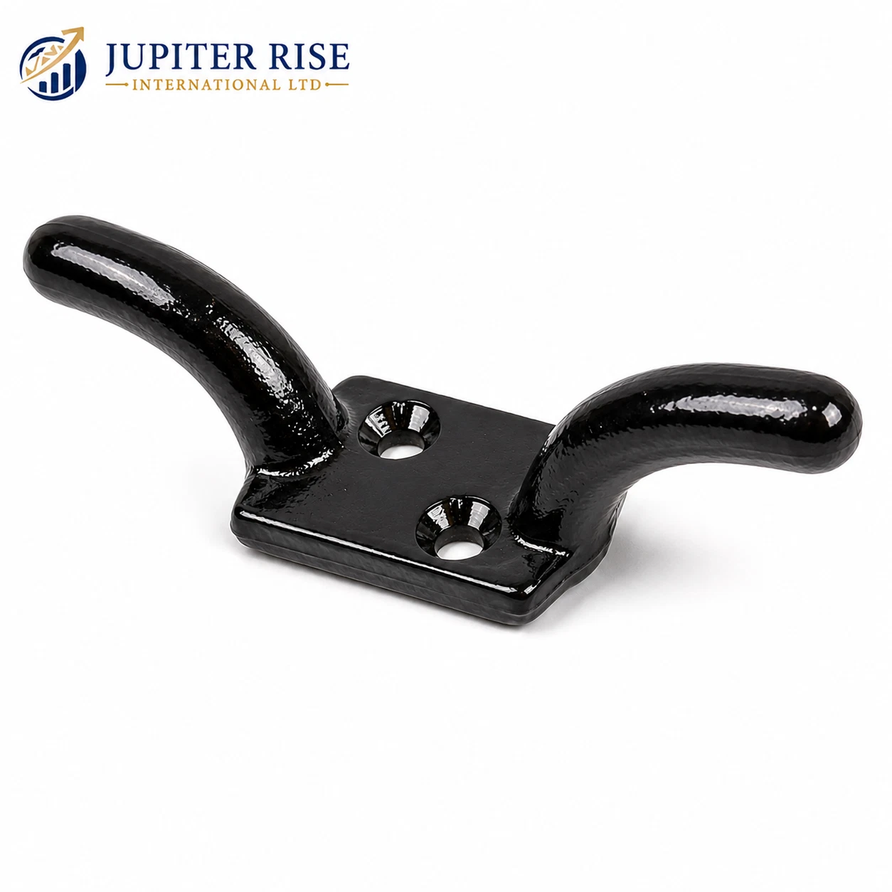0 Cleat Hook Black Iron Rope Cleat 75mm 3" Curtain Tieback Pack of 5 - Image 1