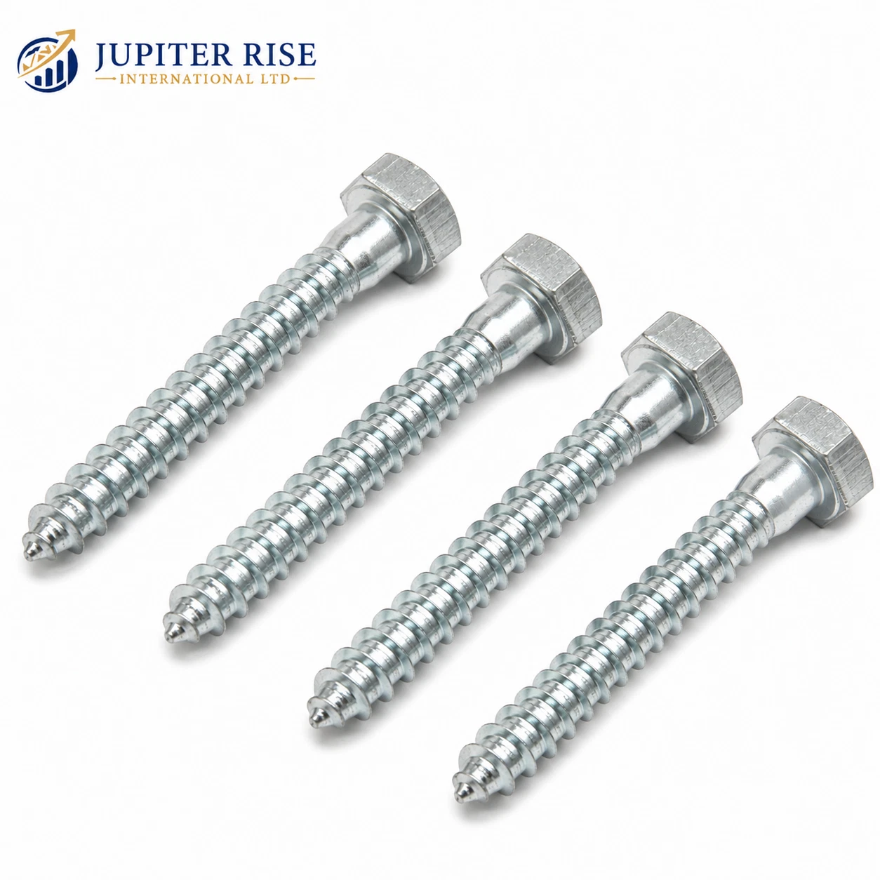 0 Coach Screws M10 x 60mm Zinc Plated Hex Head Wood Screws 4 Pack - Image 1