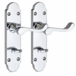 Door Handles Polished Chrome Arch Scroll Lever Latch Lock Bathroom Set