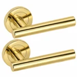 T Bar Lever Door Handles on Rose 1 Pair with 63mm Tubular Latch