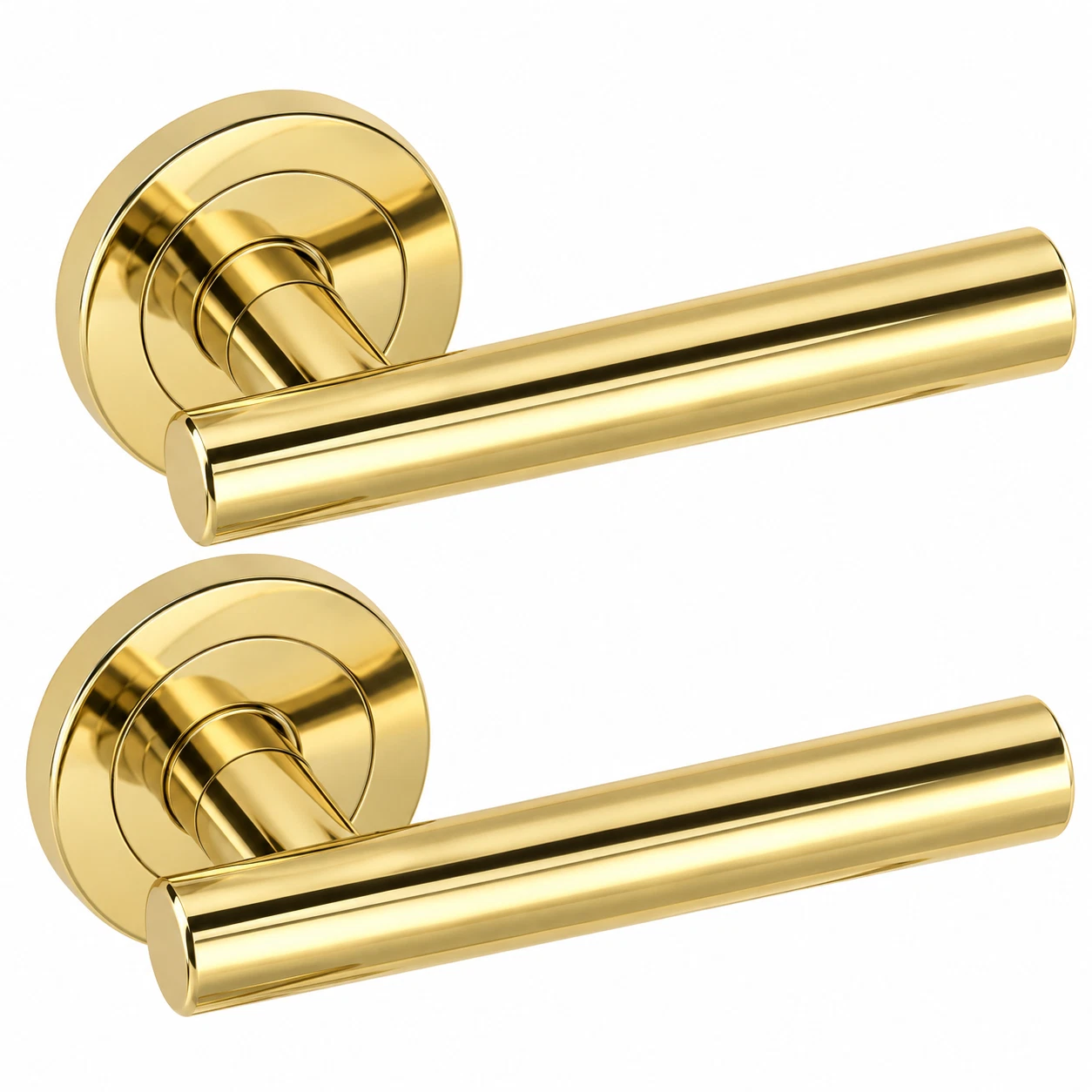 0 T Bar Lever Door Handles on Rose 1 Pair with 63mm Tubular Latch - Image 1