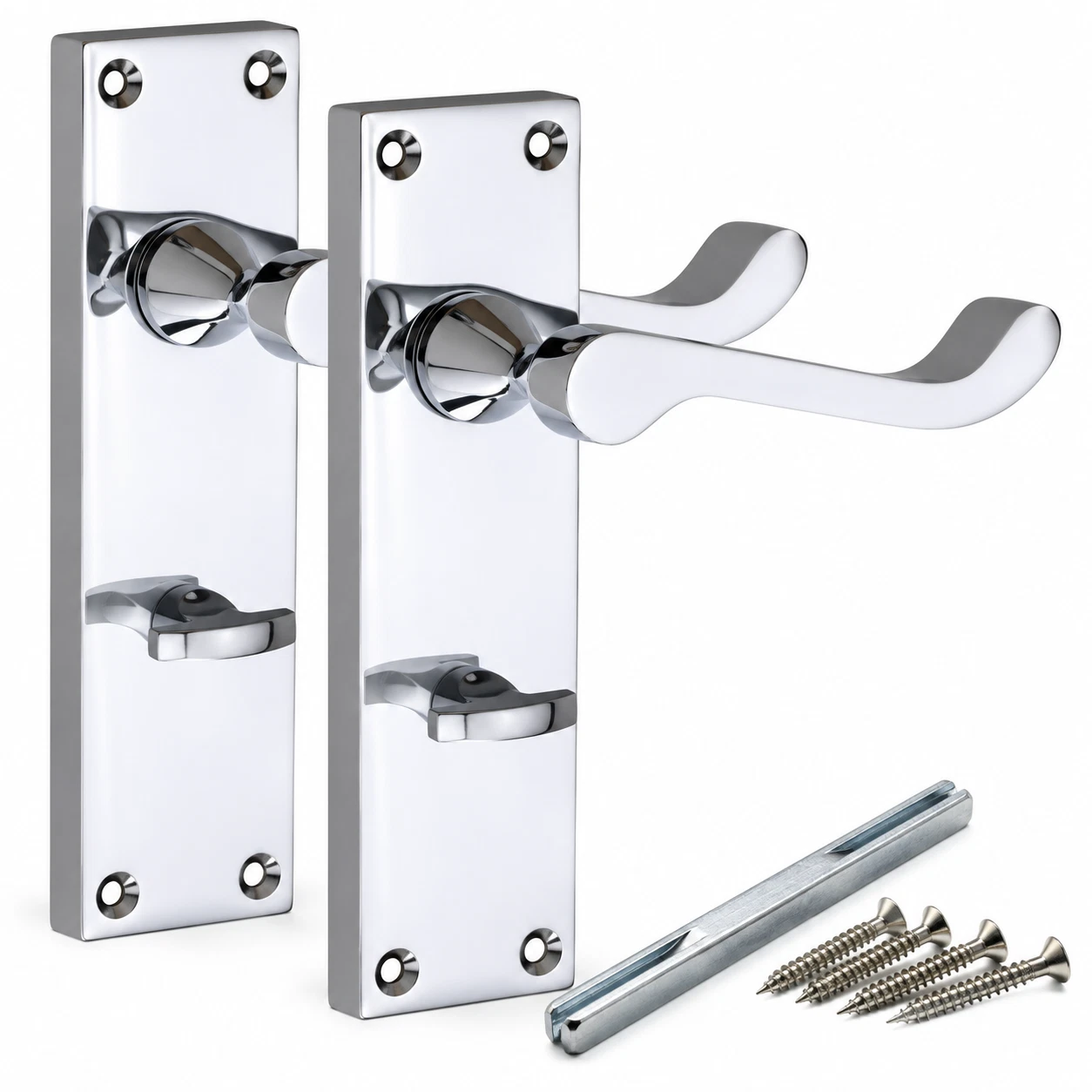 0 Bathroom Door Handles Victorian Scroll 152mm Polished Chrome Pair - Image 1