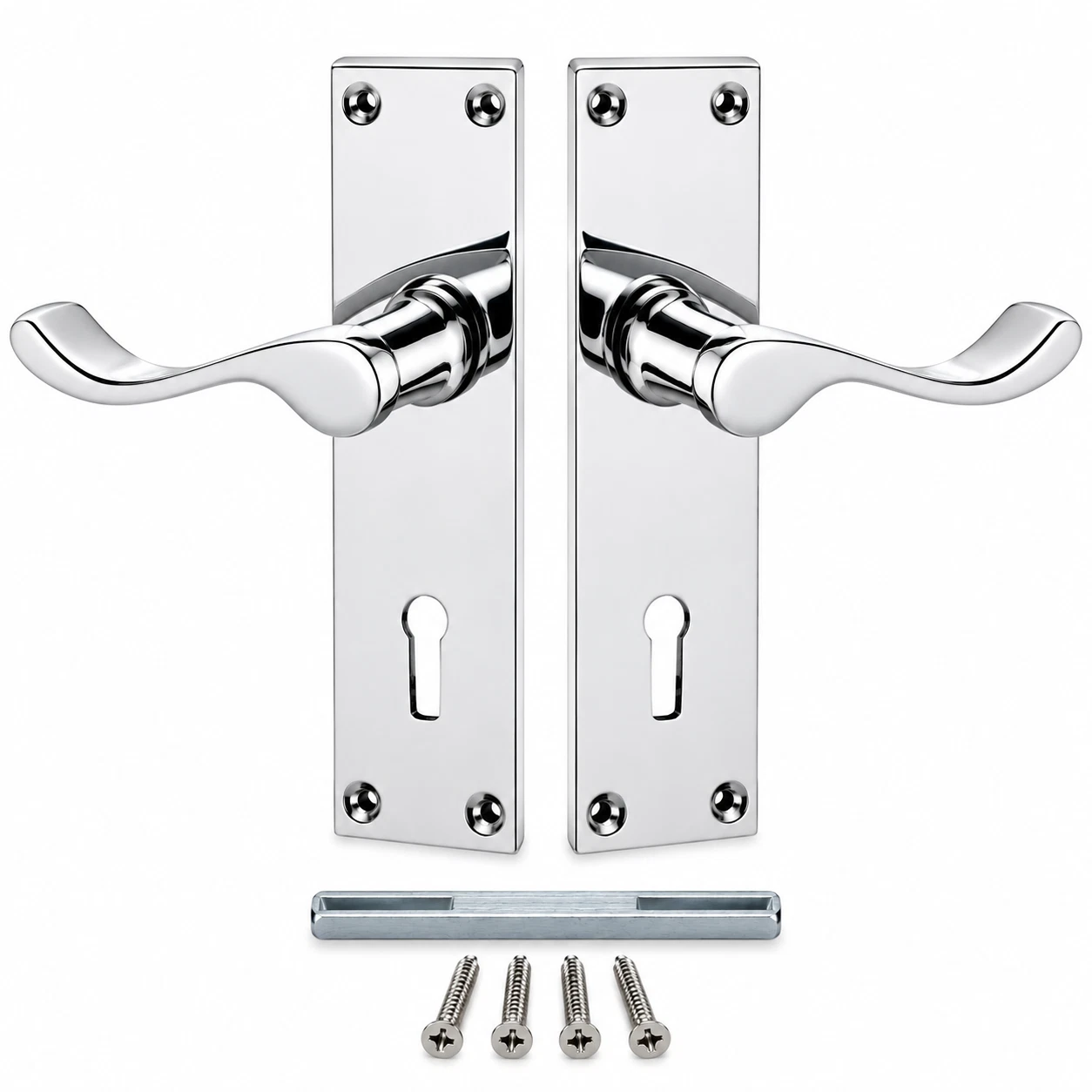 0 Door Lock Handle Set 152mm Victorian Chrome Lever Pair - Image 1