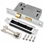 3 Lever Mortice Sashlock 63mm Polished Chrome Door Lock with Keys
