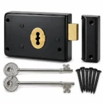 Rim Lock Deadlock 2 x 130mm Extra Long Keys Shed Gate Garage Black