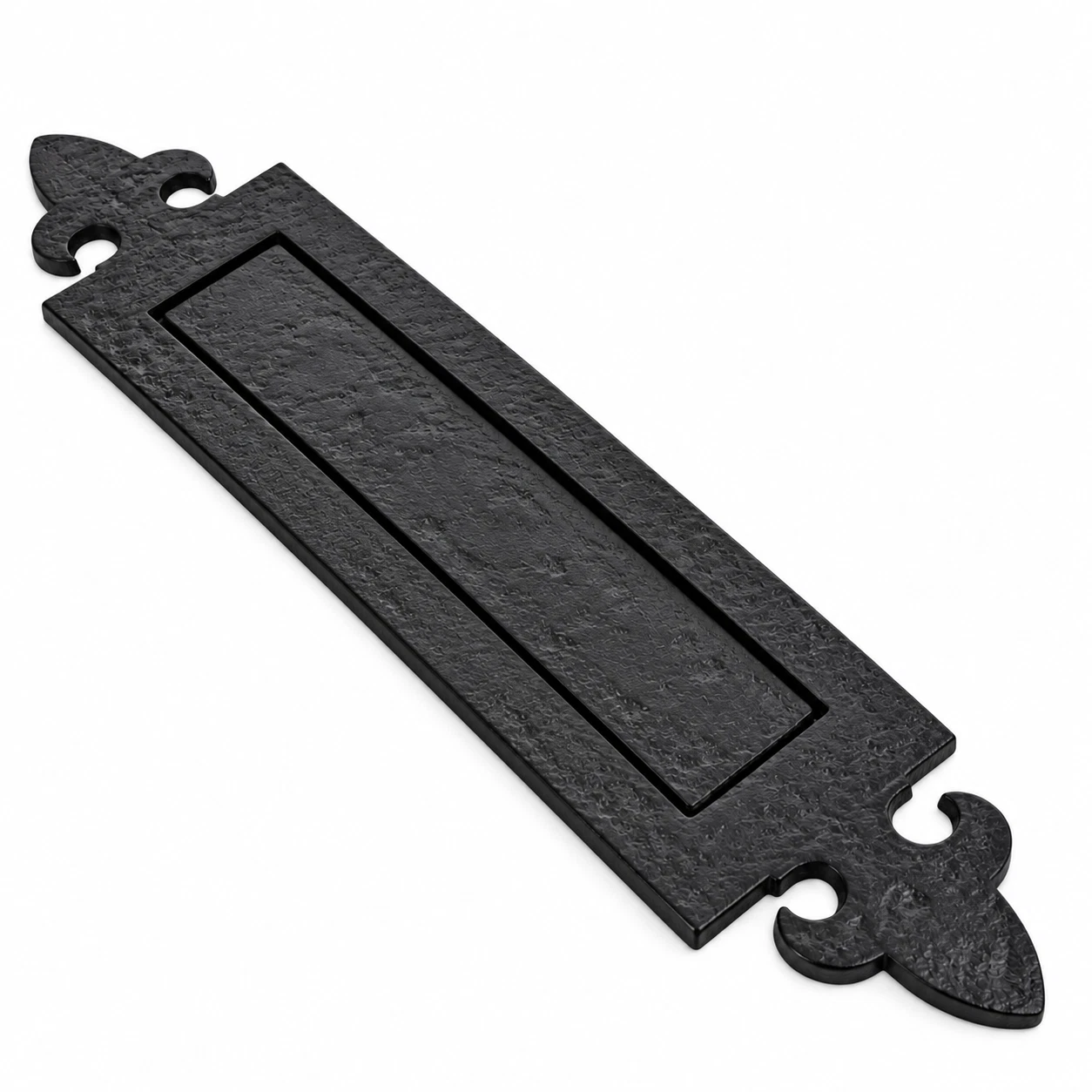 0 Letter Plate Antique Black Regency 360mm x 90mm Cast Iron Door Flap - Image 1