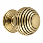 Beehive Cabinet Knob 33mm Antique Brass Reeded Cupboard Wardrobe Drawer