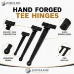 Hand Forged Tee Hinges 12 15 18 Inch Black Wrought Iron Strap Door Gate Shed - Image 2