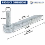 Hook to Drive Gate Hinge 19mm Pin 215mm Galvanised Field Farm Fence - Image 2