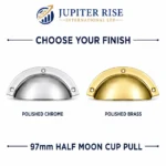 97mm Half Moon Cup Pull Handle Shell Cabinet Drawer Cupboard Kitchen - Image 2