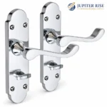 Door Handles Polished Chrome Arch Scroll Lever Latch Lock Bathroom Set - Image 2