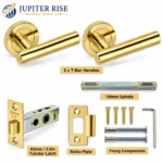 T Bar Lever Door Handles on Rose 1 Pair with 63mm Tubular Latch - Image 2