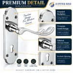Door Handle Victorian Straight Lever 152mm Polished Chrome Latch Lock Bathroom - Image 3
