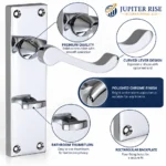 Bathroom Door Handles Victorian Scroll 152mm Polished Chrome Pair - Image 2
