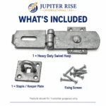Heavy Duty Swivel Hasp & Staple 8/10in Gate Door Shed Black Galvanised - Image 9