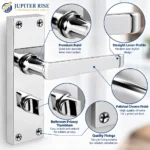 Bathroom Door Handle Set 152mm Chrome Victorian Straight Lever - Image 2