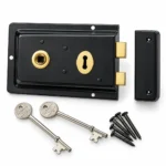 Rim Sash Lock Black 156x106mm Traditional Shed Gate Timber Door