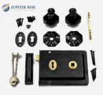 Traditional Rim Lock Cast Iron Door Knob Set Black Internal Vintage - Image 12