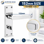 Bathroom Door Handle Set 152mm Chrome Victorian Straight Lever - Image 3