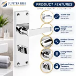 Bathroom Door Handle Set 152mm Chrome Victorian Straight Lever - Image 4