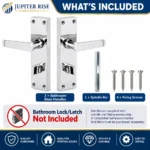 Bathroom Door Handle Set 152mm Chrome Victorian Straight Lever - Image 6