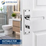 Bathroom Door Handle Set 152mm Chrome Victorian Straight Lever - Image 7