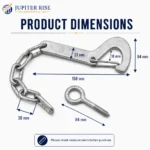Gate Hook & Eye Safety Chain Heavy Duty 158mm Galvanised Field Farm - Image 3