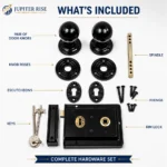 Traditional Rim Lock Cast Iron Door Knob Set Black Internal Vintage - Image 3