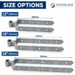 Field Gate Hinge Double Strap Hook Drive/Bolt 12 18 24in Galvanised Black - Image 3