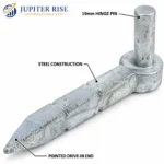 Hook to Drive Gate Hinge 19mm Pin 215mm Galvanised Field Farm Fence - Image 3