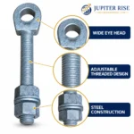 Gate Eye Bolt Adjustable 8" x 32mm Wide Flange for Gates Fencing - Image 3