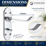 Door Handles Polished Chrome Arch Scroll Lever Latch Lock Bathroom Set - Image 3