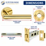 T Bar Lever Door Handles on Rose 1 Pair with 63mm Tubular Latch - Image 3