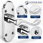 Door Handles Arch Scroll 170mm Polished Chrome Pair Internal Doors - Image 3