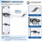 Bathroom Door Handles Victorian Scroll 152mm Polished Chrome Pair - Image 3