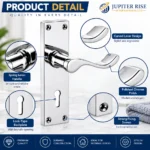 Door Lock Handle Set 152mm Victorian Chrome Lever Pair - Image 3
