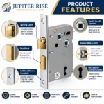 3 Lever Mortice Sashlock 63mm Polished Chrome Door Lock with Keys - Image 3