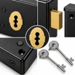 Rim Lock Deadlock 2 x 130mm Extra Long Keys Shed Gate Garage Black - Image 3