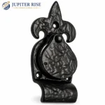 Cylinder Pull Fleur De Lys 30mm Keyhole Cover Front Door Black Antique - Image 3