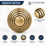 Beehive Cabinet Knob 33mm Antique Brass Reeded Cupboard Wardrobe Drawer - Image 3