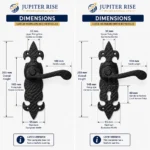 Black Cast Iron Fleur-de-Lys Door Handles Ornate Antique Lever Latch & Lock Sets - Image 4