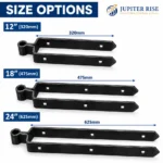 Field Gate Hinge Double Strap Hook Drive/Bolt 12 18 24in Galvanised Black - Image 4