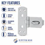 Hasp and Staple Heavy Duty 6" Vertical Galvanised Gate Door Security Lock - Image 4